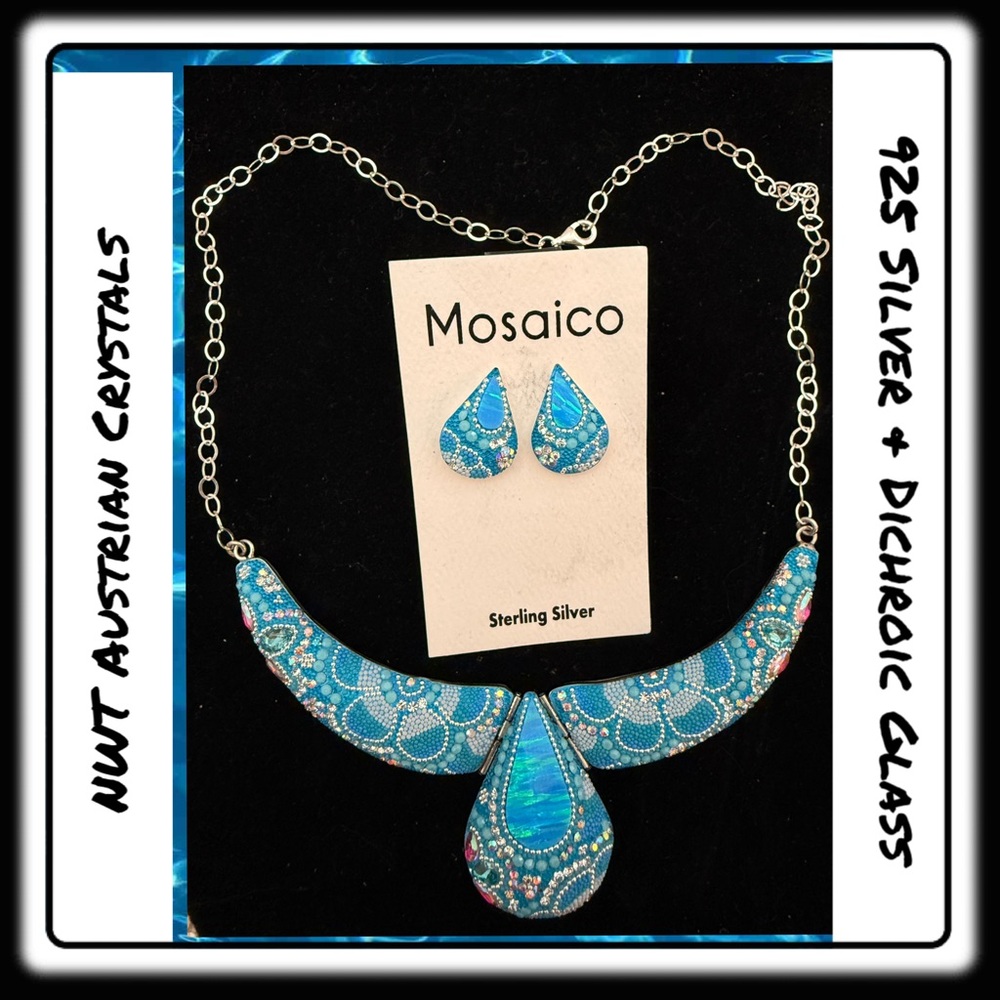 Nwt Mosaico Austrian Crystal Necklace & Earrings New Line!